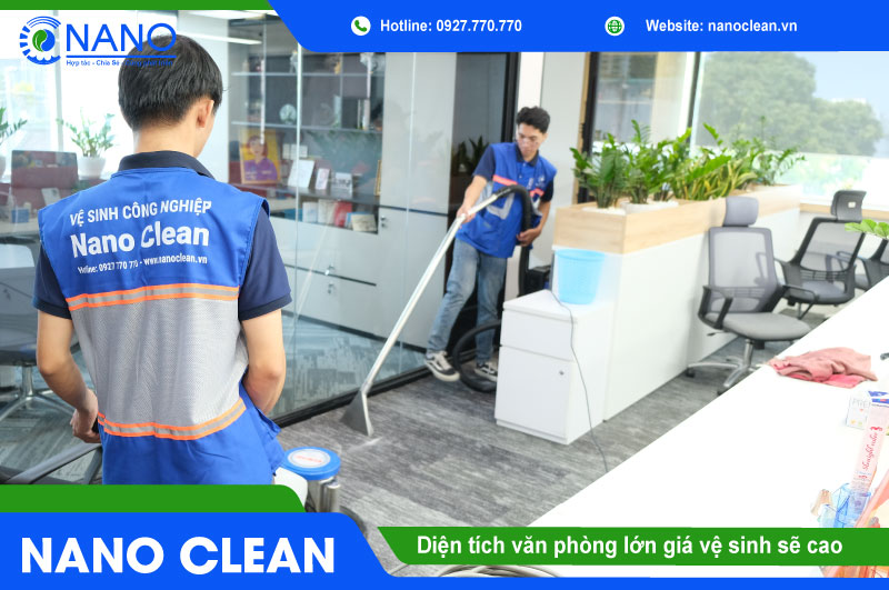 Diện tích văn phòng lớn giá vệ sinh sẽ cao