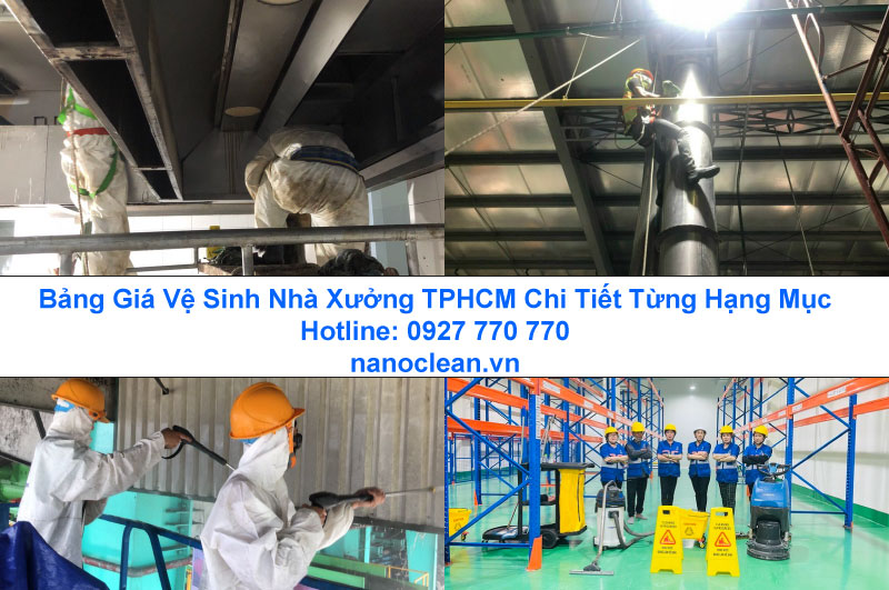 Bảng Giá Vệ Sinh Nhà Xưởng TPHCM Chi Tiết Từng Hạng Mục