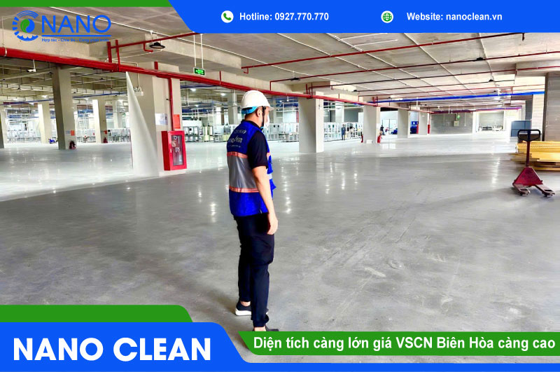 Diện tích càng lớn giá vệ sinh công nghiệp Biên Hòa càng cao