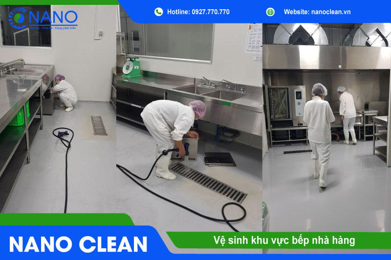 Vệ sinh khu vực bếp của nhà hàng