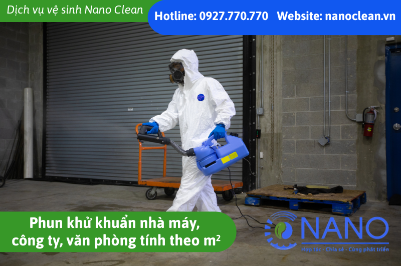 Phun Khử Khuẩn Nhà Máy, Công Ty, Văn Phòng Tính Theo m²