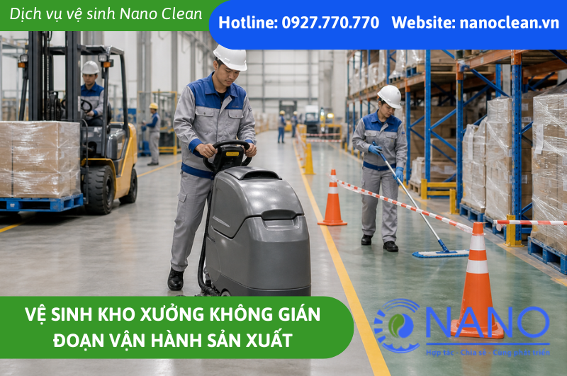 Vệ sinh kho xưởng không gián đoạn vận hành sản xuất