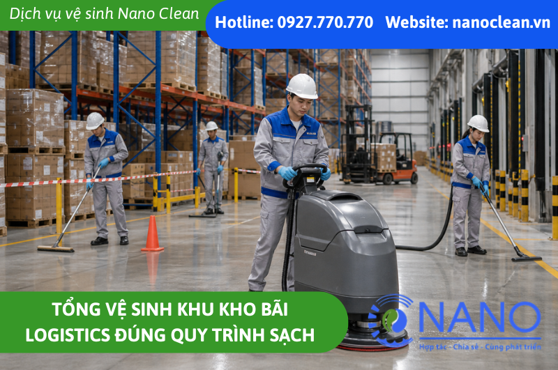 Tổng vệ sinh khu kho bãi logistics đúng quy trình sạch