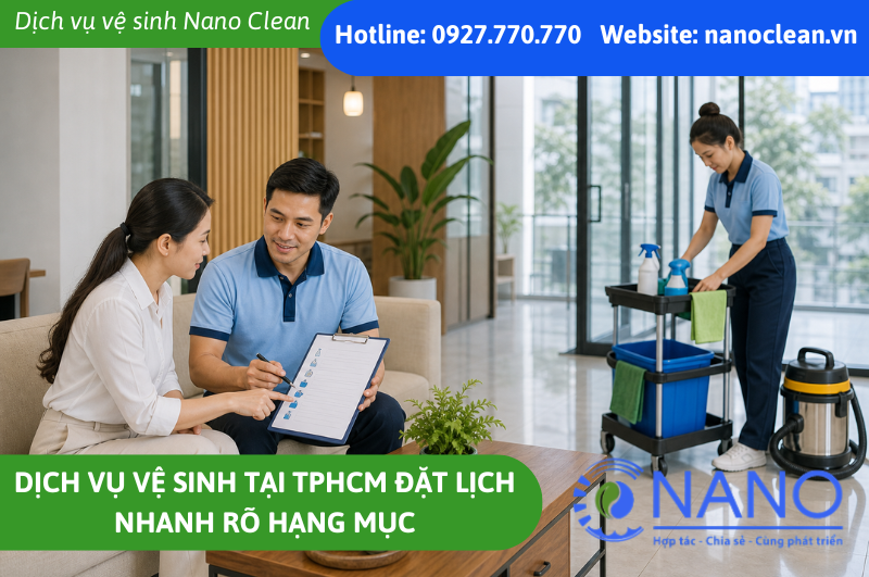 Dịch vụ vệ sinh tại TPHCM đặt lịch nhanh rõ hạng mục
