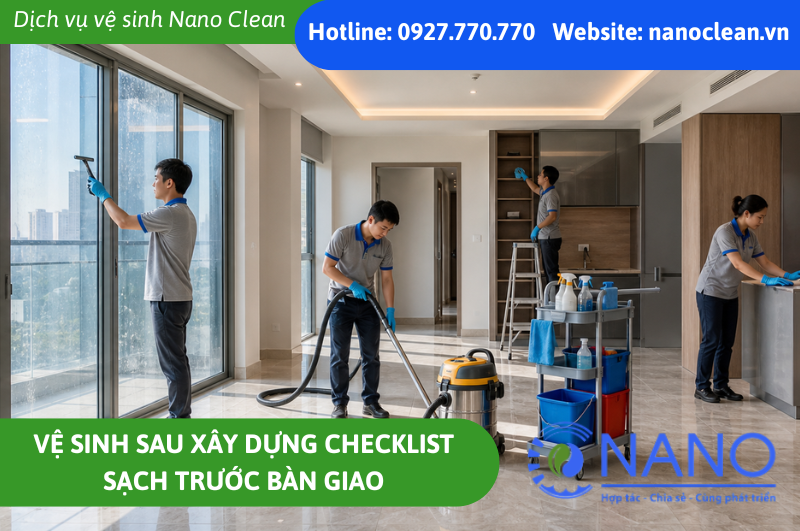 Vệ sinh sau xây dựng checklist sạch trước bàn giao