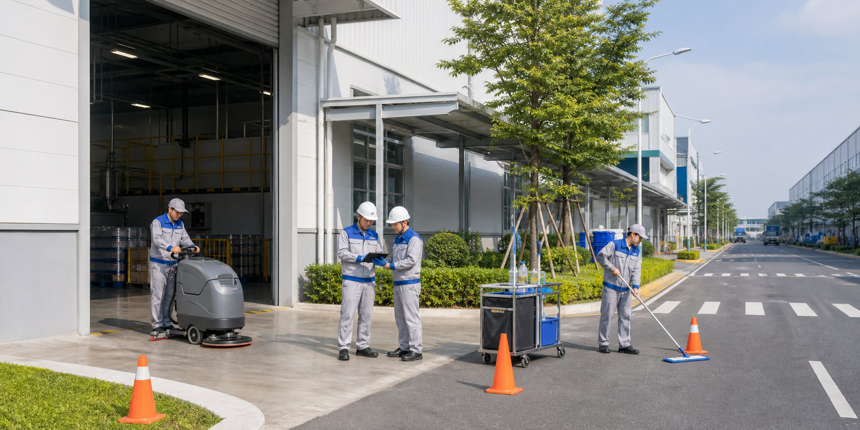 dịch vụ vệ sinh trong khu công nghiệp lớn