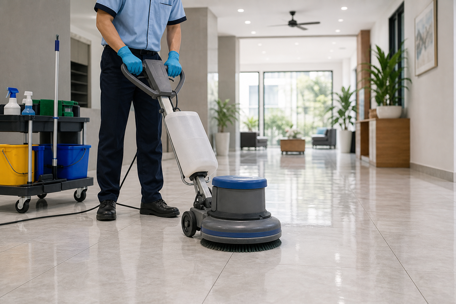 Vệ sinh sàn nhà sạch sâu và chống trơn cho gia đình