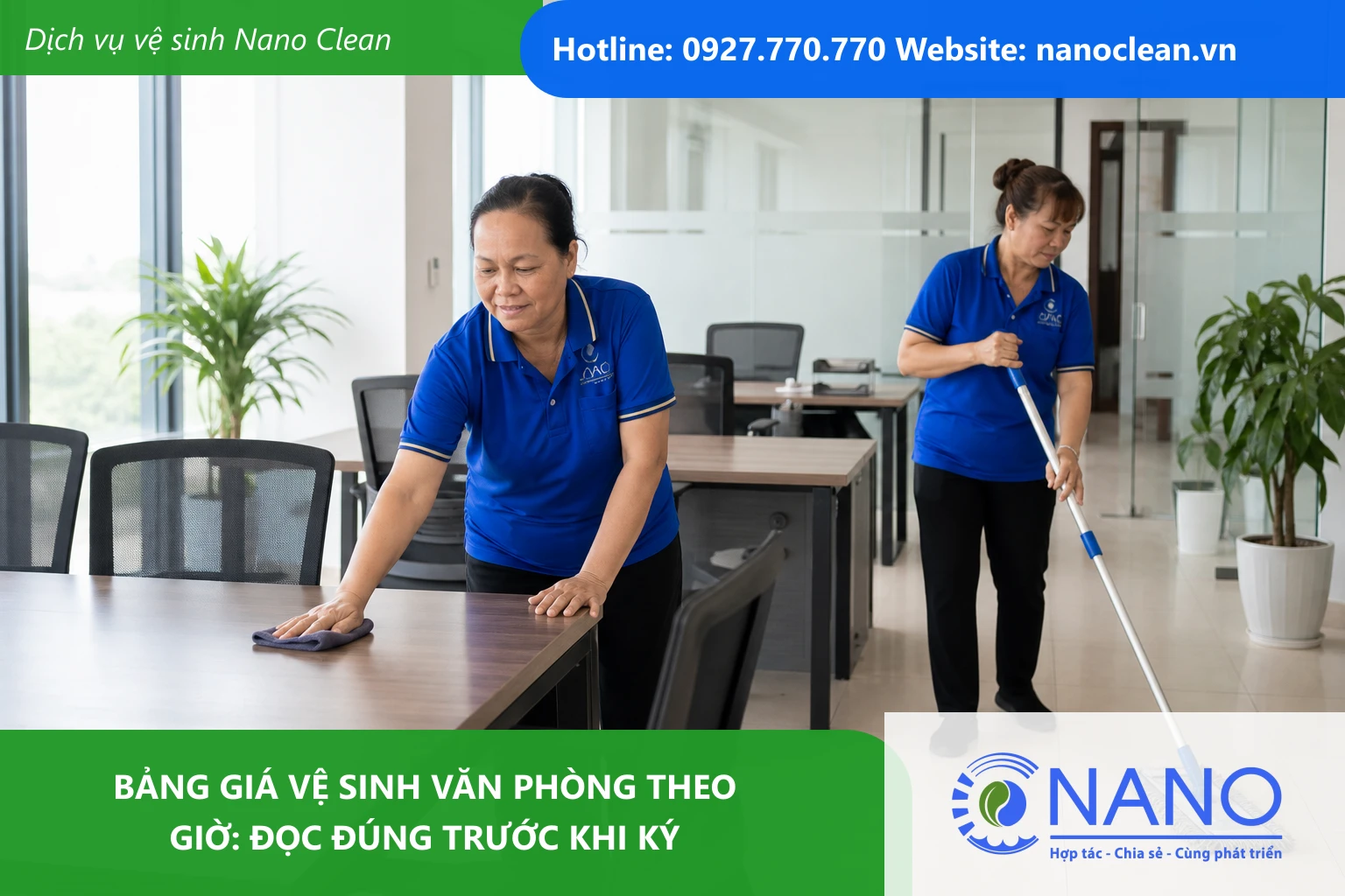 Ảnh đại diện cho bài Bảng giá vệ sinh văn phòng theo giờ: đọc đúng trước khi ký