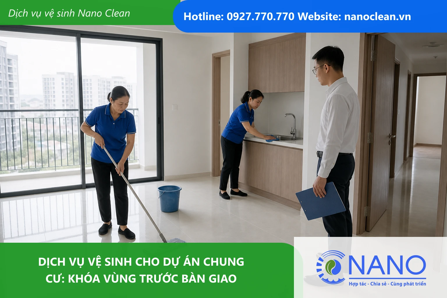 Ảnh đại diện cho bài Dịch vụ vệ sinh cho dự án chung cư: Khóa vùng trước bàn giao