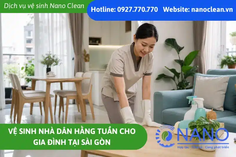 Vệ sinh nhà dân hằng tuần cho gia đình tại Sài Gòn