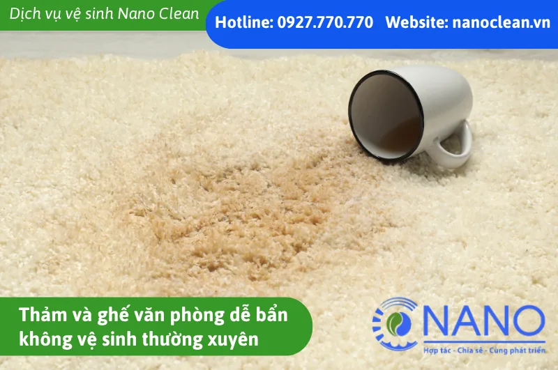 Yếu tố gây bẩn văn phòng: Thảm văn phòng không vệ sinh thường xuyên