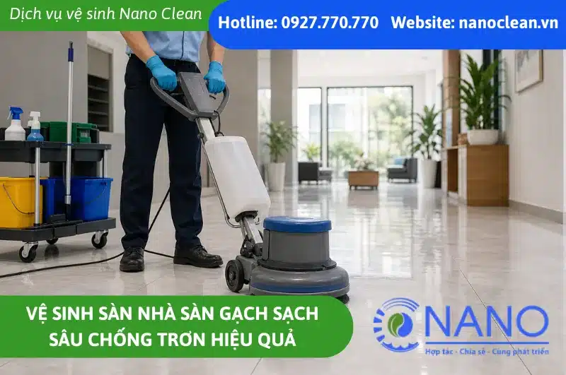 Vệ sinh sàn nhà sàn gạch sạch sâu chống trơn hiệu quả