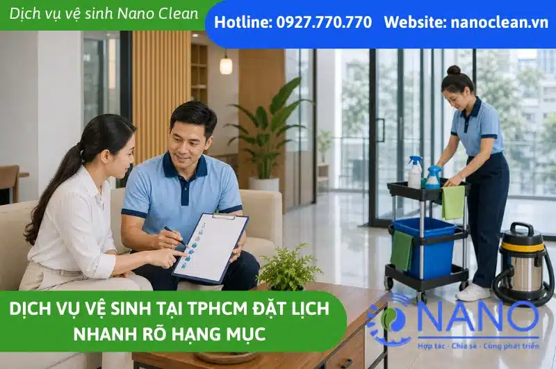 Dịch vụ vệ sinh tại TPHCM đặt lịch nhanh rõ hạng mục