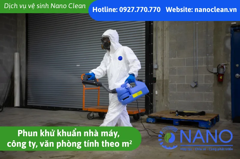 Phun Khử Khuẩn Nhà Máy, Công Ty, Văn Phòng Tính Theo m²