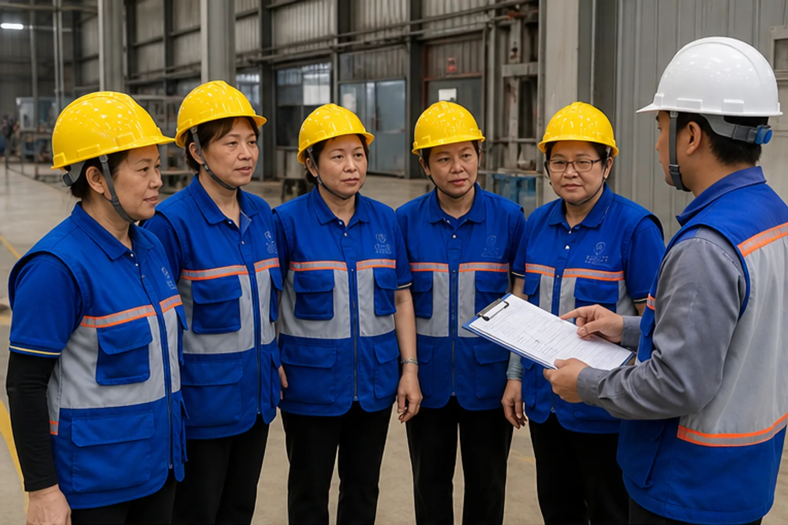 Đội vệ sinh nhà máy rà điều kiện đầu vào trước ca làm