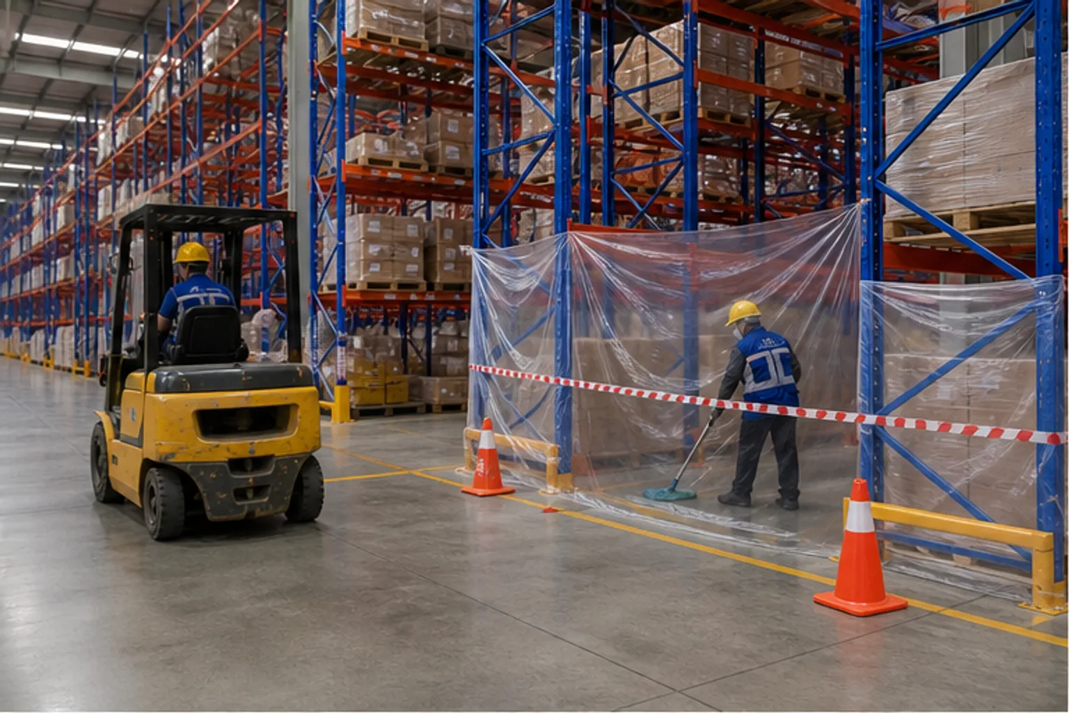 Khu kho logistics được phân vùng trước khi tổng vệ sinh