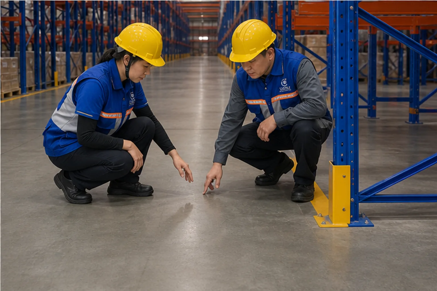 Kiểm tra sàn và chân kệ trước khi mở lại ô kho