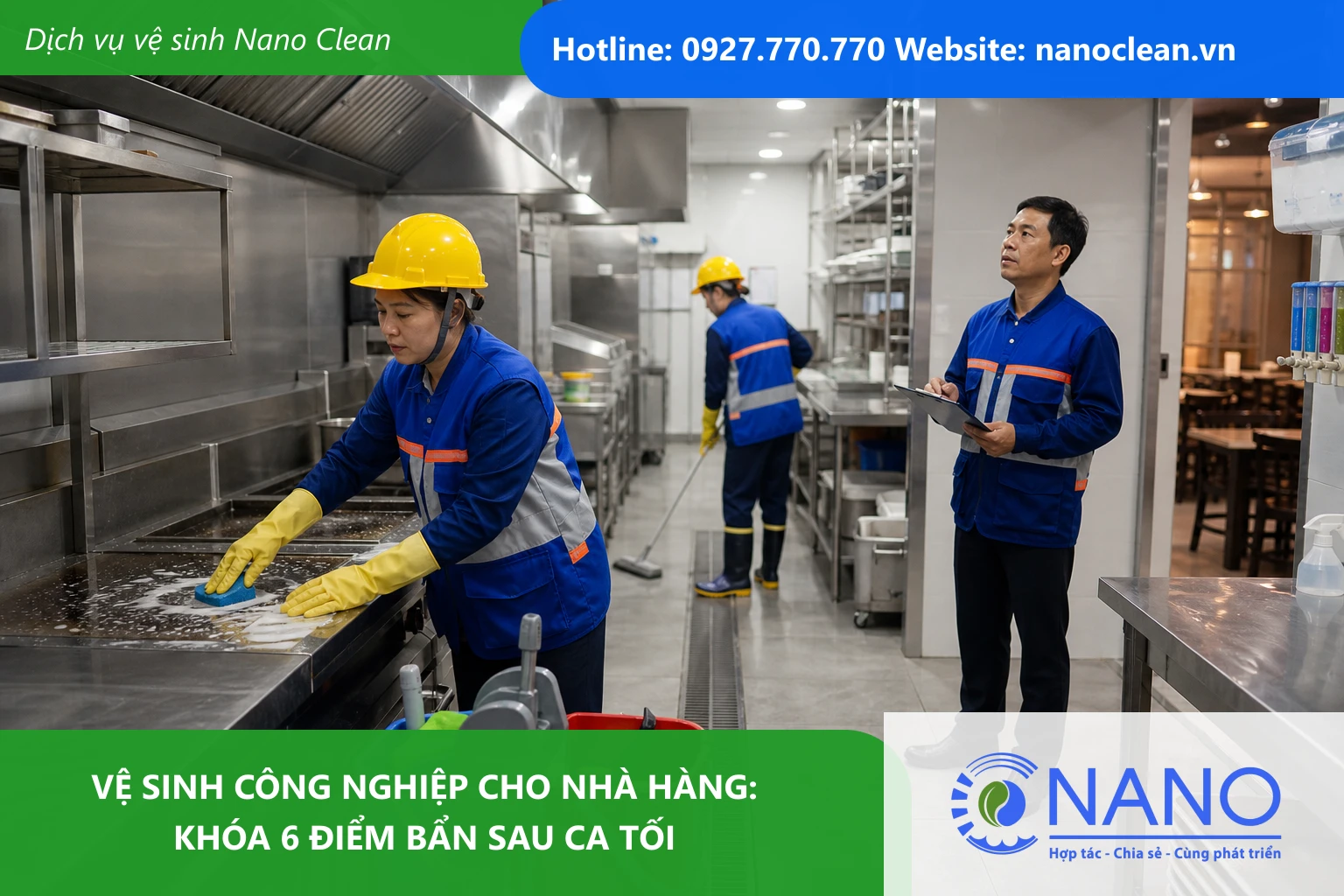 Ảnh đại diện cho bài Vệ sinh công nghiệp cho nhà hàng: Khóa 6 điểm bẩn sau ca tối