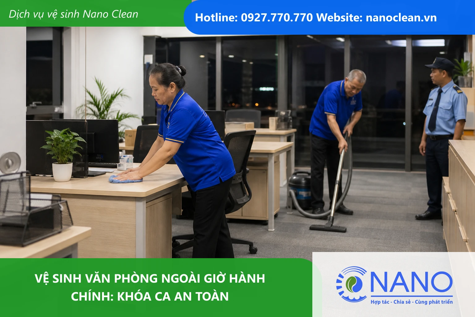 Ảnh đại diện cho bài Vệ sinh văn phòng ngoài giờ hành chính: Khóa ca an toàn