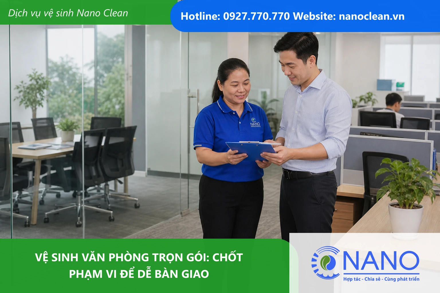 Ảnh đại diện cho bài Vệ sinh văn phòng trọn gói: Chốt phạm vi để dễ bàn giao