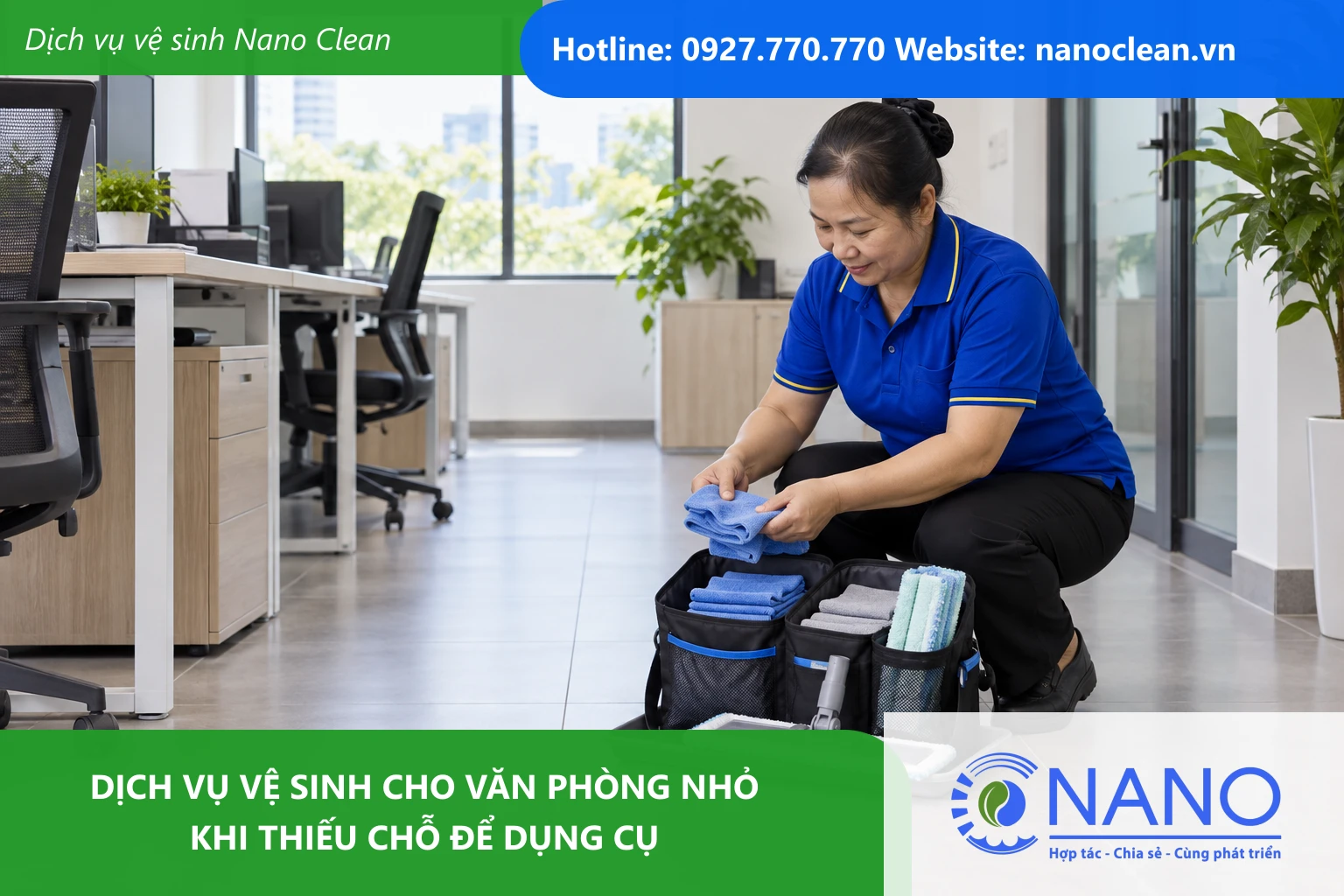 Ảnh đại diện cho bài Dịch vụ vệ sinh cho văn phòng nhỏ khi thiếu chỗ để dụng cụ