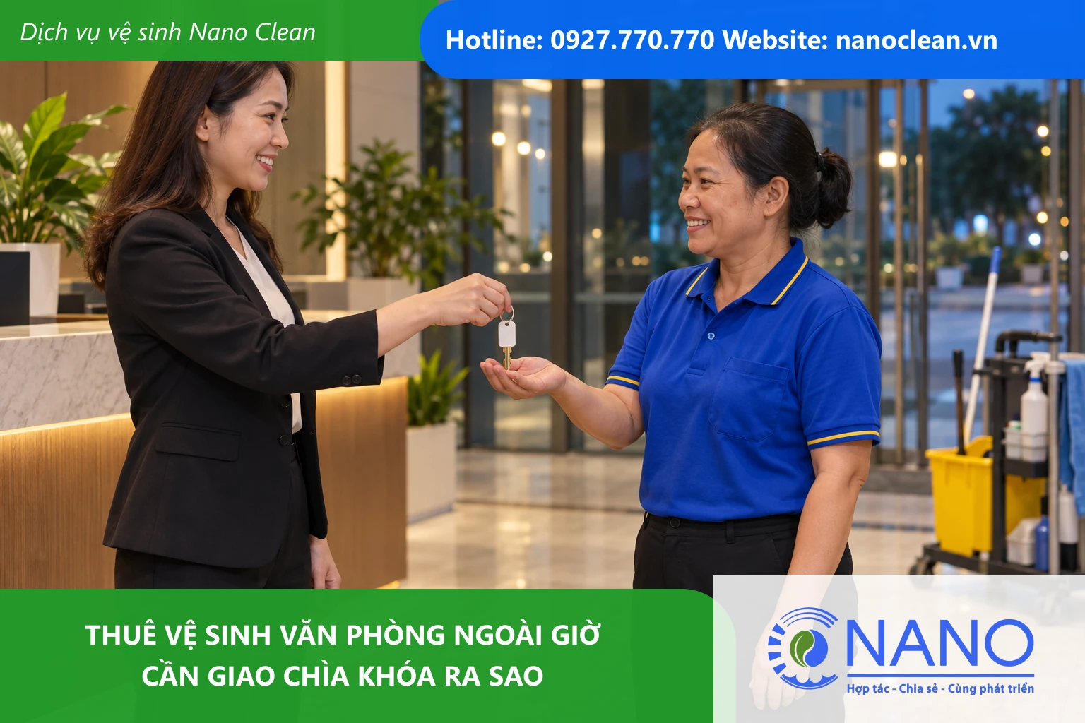 Ảnh đại diện cho bài Thuê vệ sinh văn phòng ngoài giờ cần giao chìa khóa ra sao
