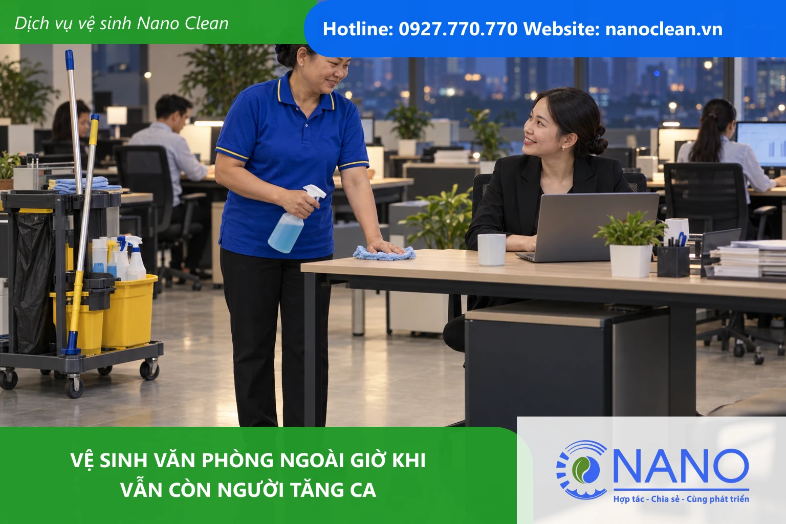 Ảnh đại diện cho bài Vệ sinh văn phòng ngoài giờ khi vẫn còn người tăng ca